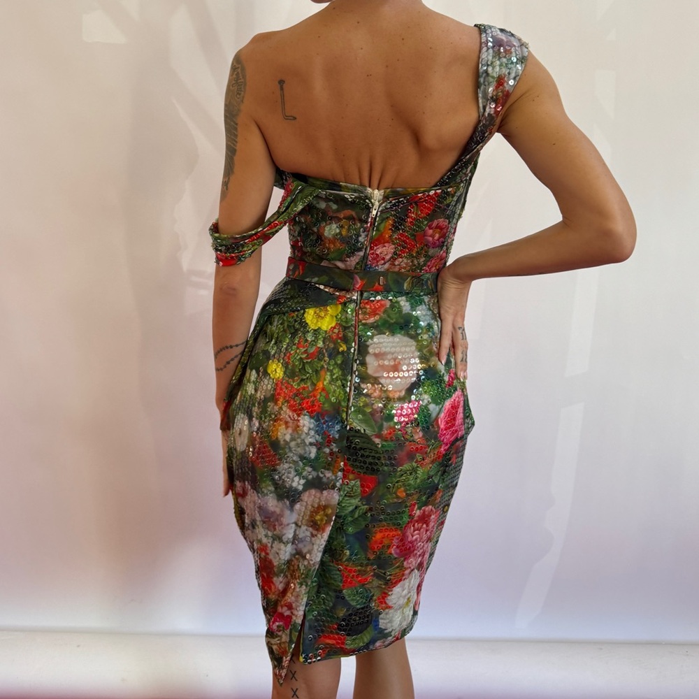 Vivienne Westwood SS14 floral chiffon printed sequined Corset Dress NWT IT 40 - Picture 4 of 17